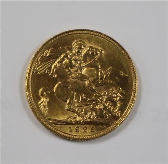 A 1925 gold full sovereign.